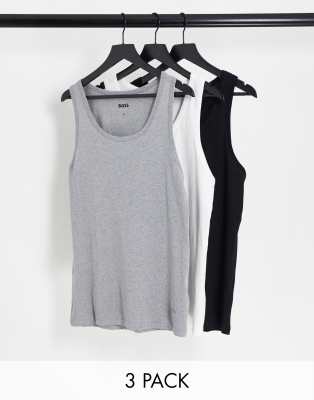 BOSS - Bodywear - Set Van 3 Hemdjes In Wit, Grijs En Zwart | ASOS