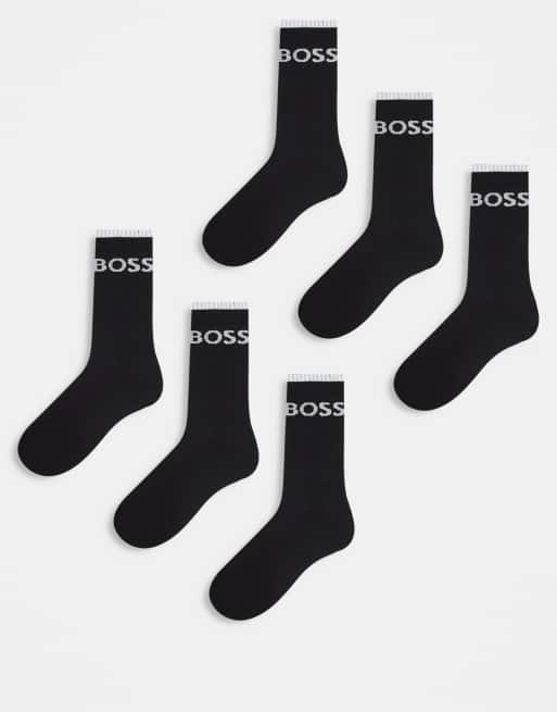 BOSS Bodywear - Set van 6 paar gestreepte sportsokken met logo in zwart