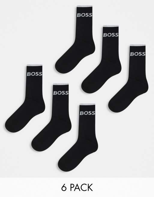 BOSS Bodywear - Set van 6 paar sokken met logoprint in zwart