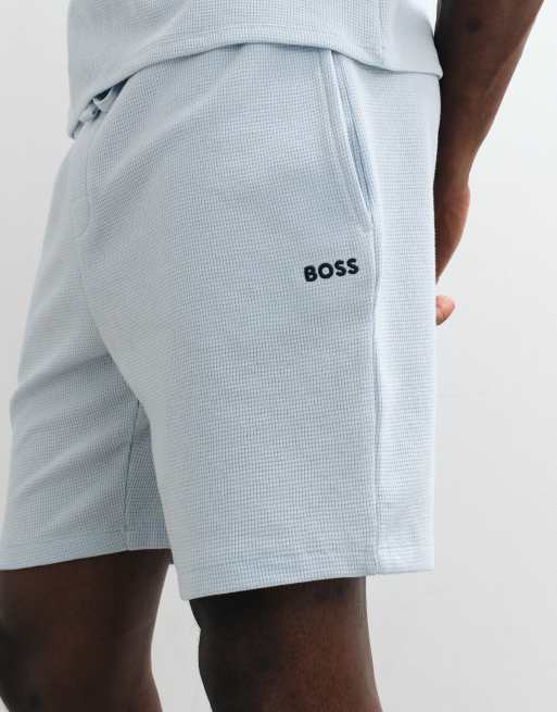 BOSS Bodywear - Short d'ensemble gaufré à logo imprimé - Bleu clair, 4 de 5