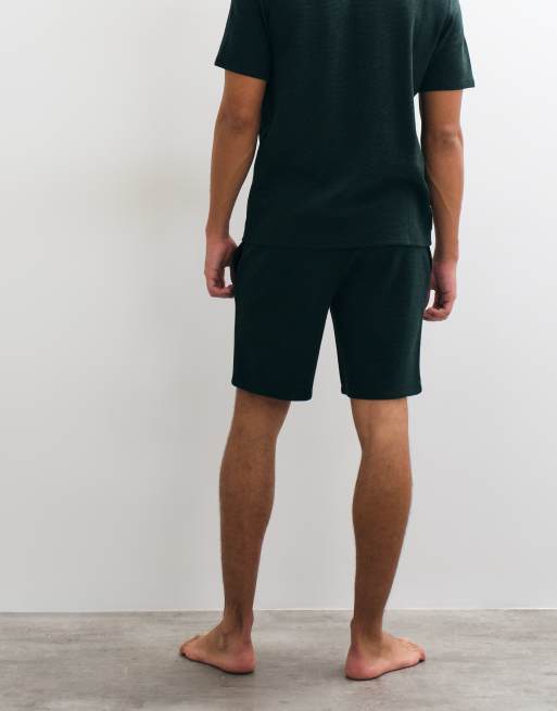 BOSS Bodywear short d’intérieur en maille gaufrée de l’ensemble vert foncé, 5 de 5