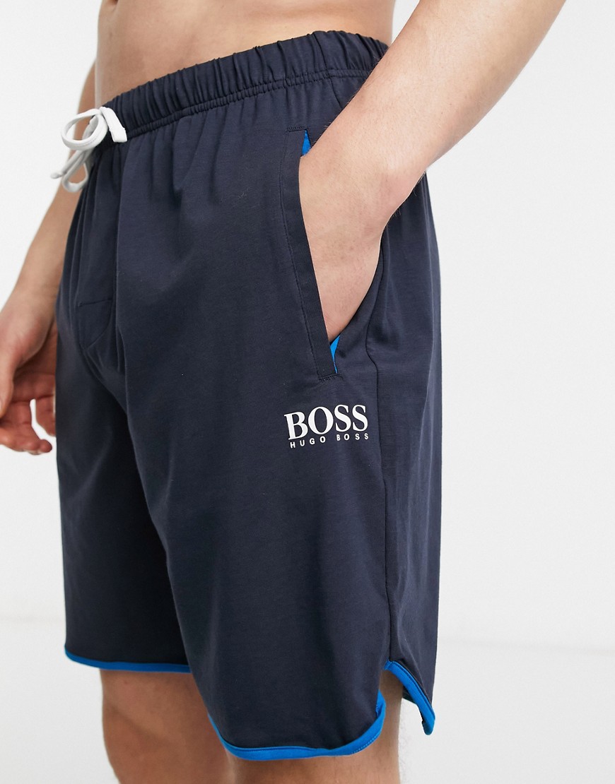 BOSS - Bodywear - Short met contrasterend logo in marineblauw