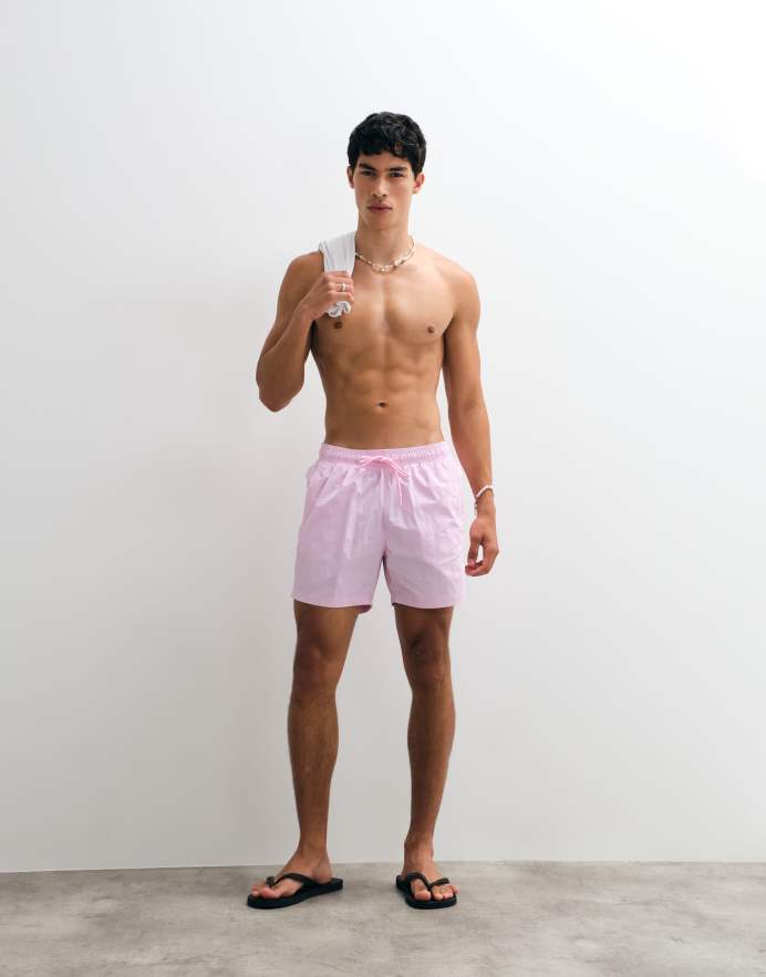 BOSS Bodywear Shorts de baño con estampado de logo en rosa claro