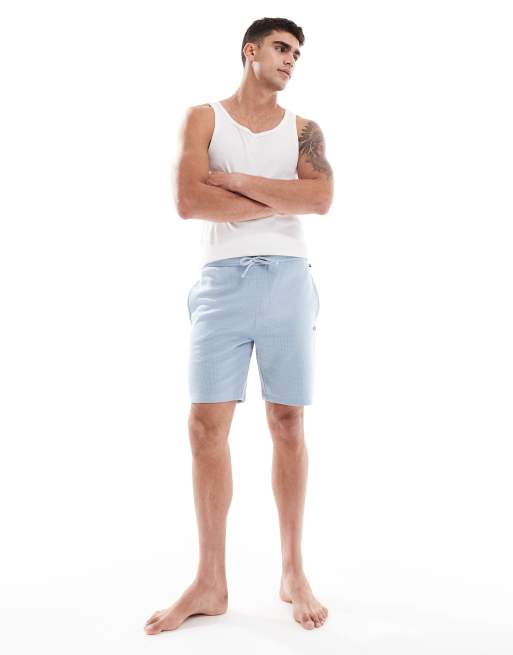 BOSS – Bodywear – Shorts in Blau mit Waffelstruktur, 4 von 5