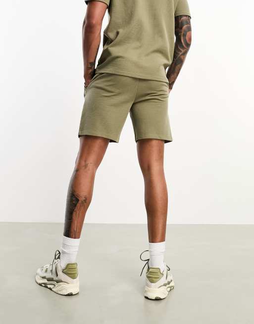 BOSS Bodywear Shorts in Khaki mit Waffelstruktur und Logo ASOS