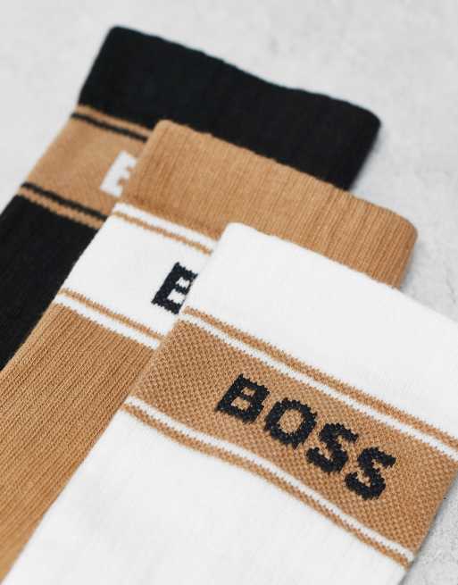BOSS Bodywear - Sorte/hvide/brune sokker i pakke med 3 par, 2 af 3