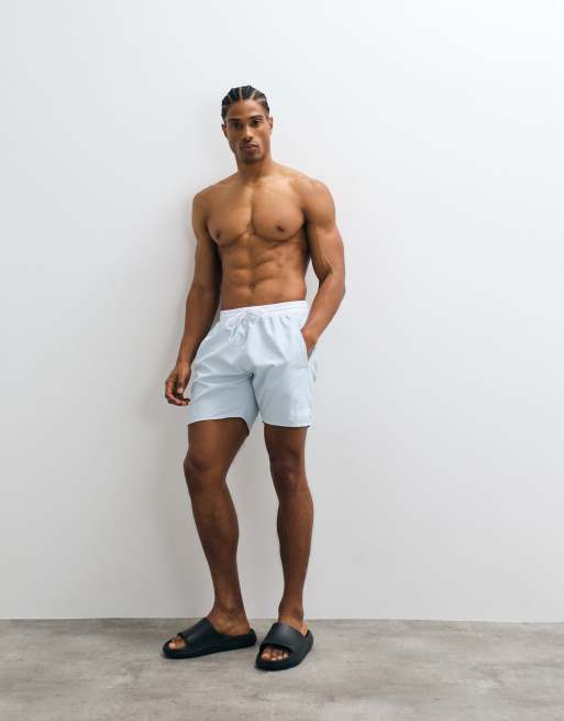 BOSS Bodywear – Starfish – Badeshorts in Hellblau mit Logoprint, 2 von 5