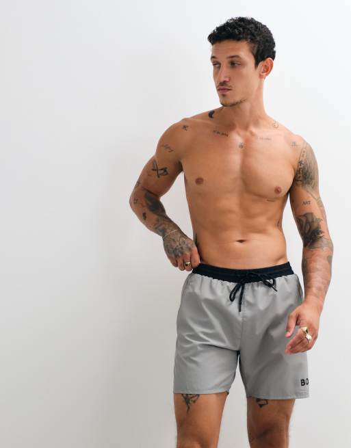 BOSS Bodywear Starfish Badeshorts mit Logoprint in Dunkelgrau, 2 von 5