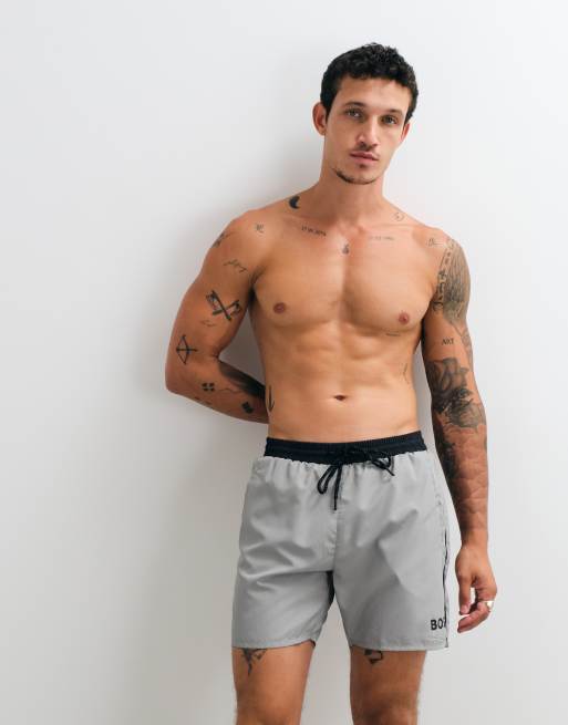BOSS Bodywear Starfish Badeshorts mit Logoprint in Dunkelgrau, 5 von 5