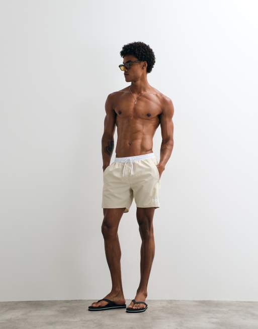 BOSS Bodywear - Starfish - Short de bain à logo imprimé - Beige, 4 de 5