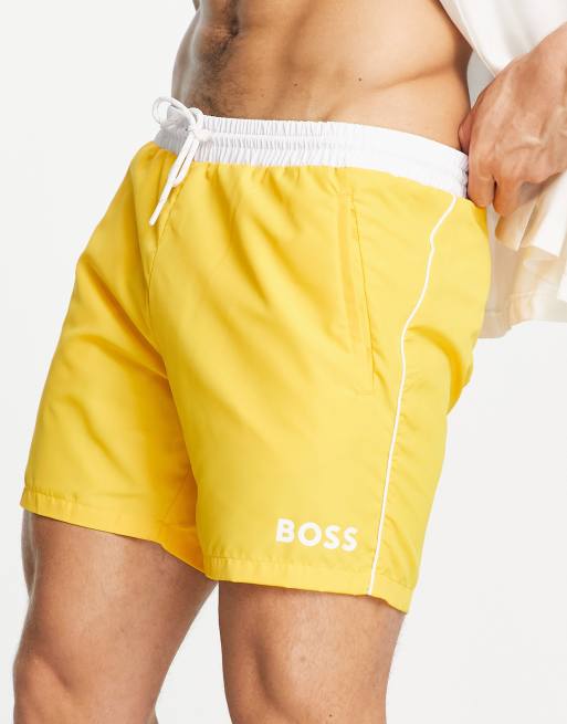 Yellow hugo store boss swim shorts