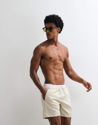 Boss Bodywear Starfish Swim Shorts With Logo Print In White