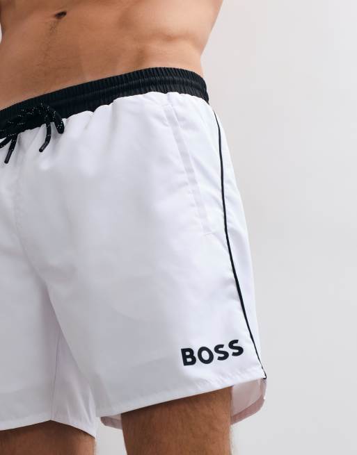 BOSS Bodywear Starfish zwemshort met logoprint in wit, 3 van 5