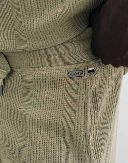BOSS Bodywear Structure co-ord shorts in light khaki, 3 of 5