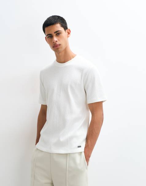 BOSS Bodywear Structure co-ord T-shirt in gebroken wit - view 1