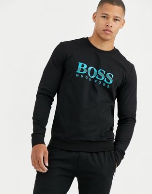BOSS – Bodywear – Svart sweatshirt med rund halsringning och logga