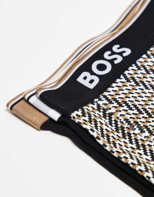 Boss Bodywear – Svarta och mönstrade boxershorts, 3-pack, 2 av 3