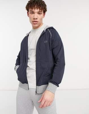 BOSS - Bodywear - Sweat à capuche à capuche contrastée - Marine