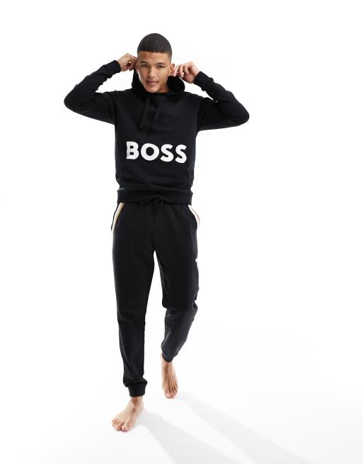 BOSS - Bodywear - Sweat-shirt à capuche et logo imprimé - Noir, 4 de 4