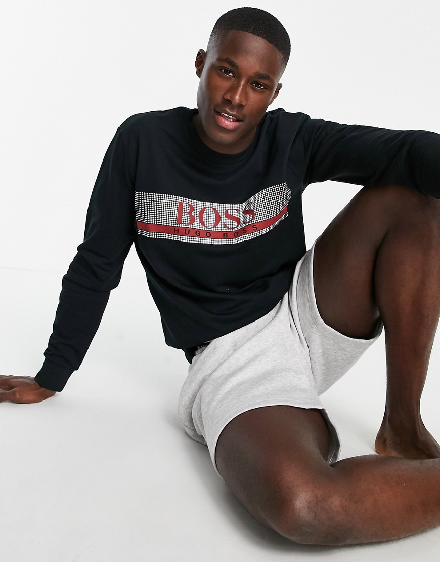 BOSS - Bodywear - Sweatshirt met contrasterend logo op de borst in zwart