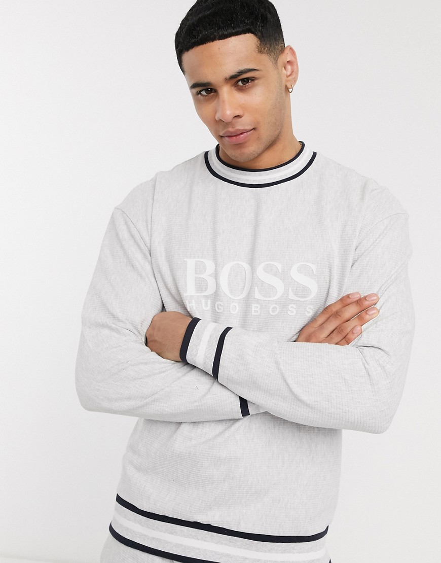 BOSS - Bodywear - Sweatshirt met heritage-logo in grijs combi-set