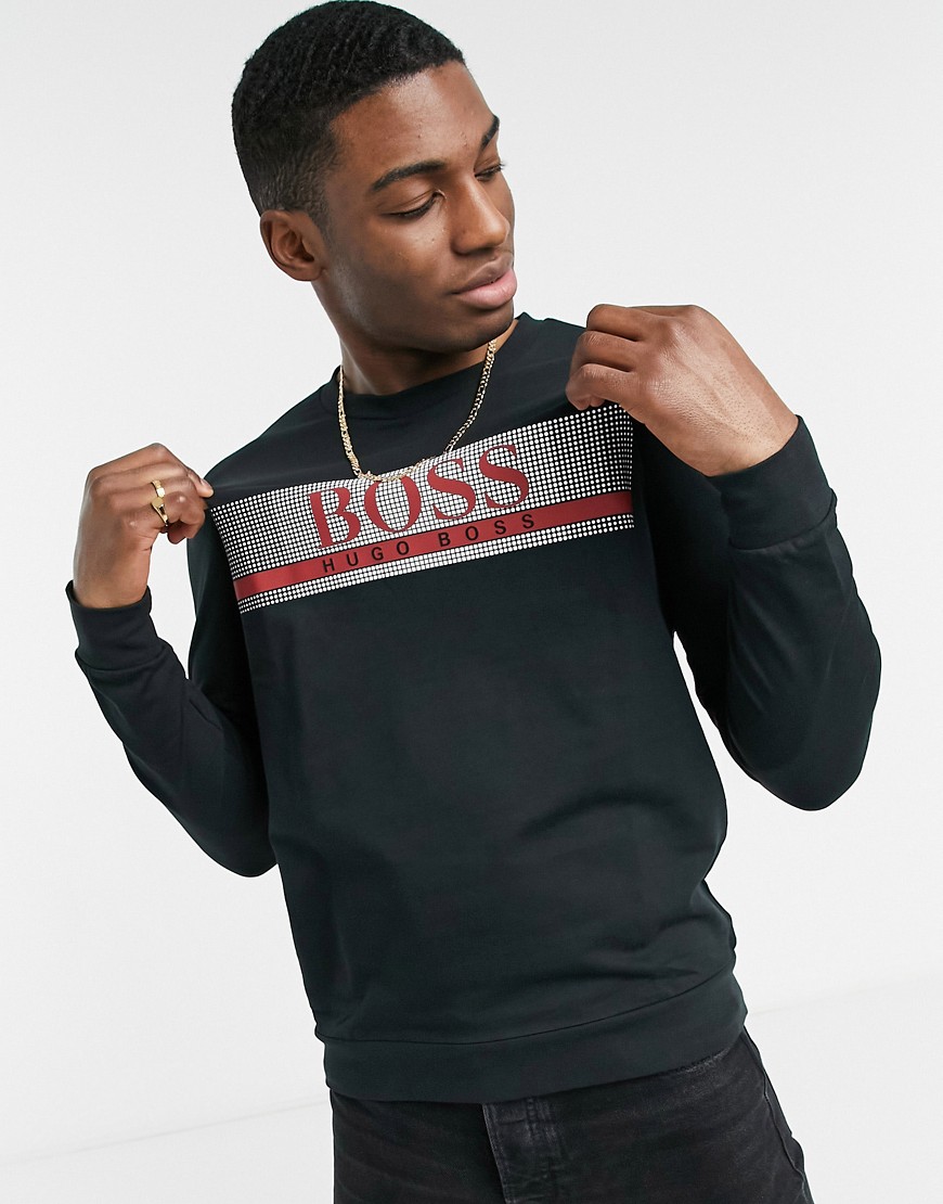 BOSS Bodywear sweatshirt with contrast chest logo in black