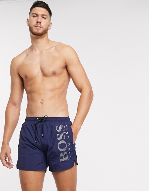 BOSS bodywear swim shorts with metallic branding in navy