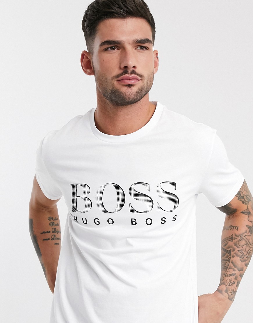BOSS bodywear - T-shirt bianca con logo-Bianco