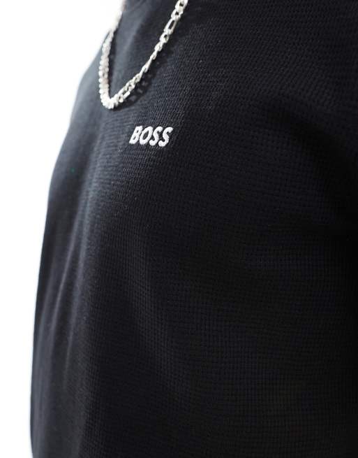 BOSS - Bodywear - T-shirt d'ensemble gaufré - Noir, 4 de 4