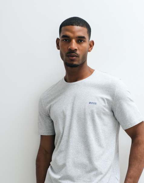 BOSS - Bodywear - T-shirt grigio chiaro con logo sul petto in coordinato - view 1