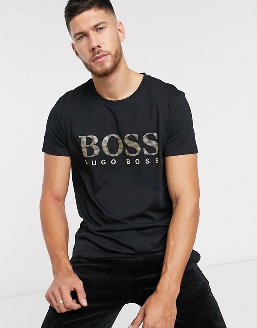 BOSS bodywear t-shirt with metallic branding in black | ASOS