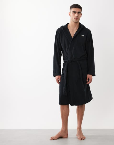 BOSS Bodywear terry robe in black - view 1