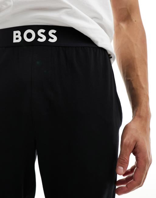 BOSS Bodywear trackies with printed logo in black, 2 of 5
