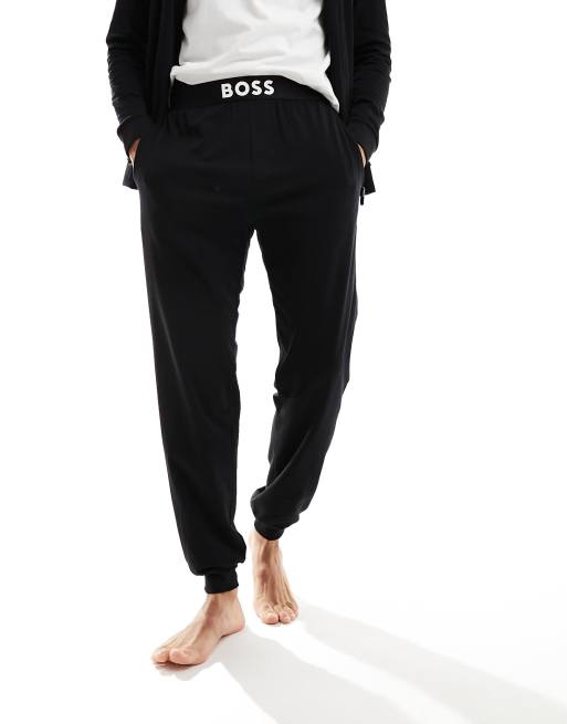 BOSS Bodywear trackies with printed logo in black, 3 of 5