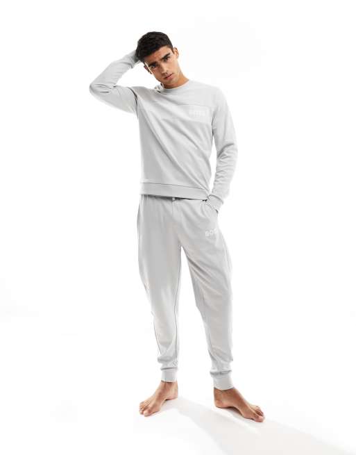 BOSS Bodywear tracksuit sweatshirt in grey ASOS