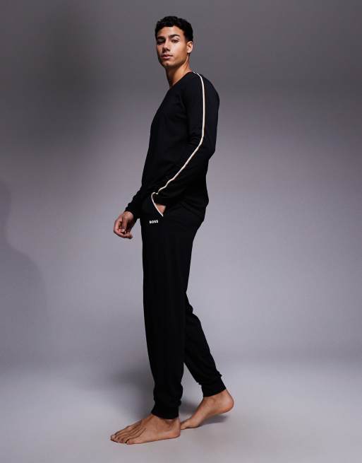 BOSS Bodywear unique co-ord lounge joggers in black, 3 of 5