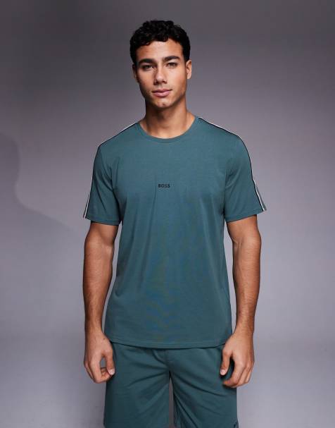 BOSS Bodywear unique co-ord lounge t-shirt in dark green - view 1