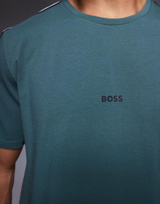 BOSS Bodywear unique co-ord lounge t-shirt in dark green, 5 of 5
