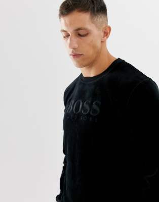 boss bodywear black velour sweatshirt