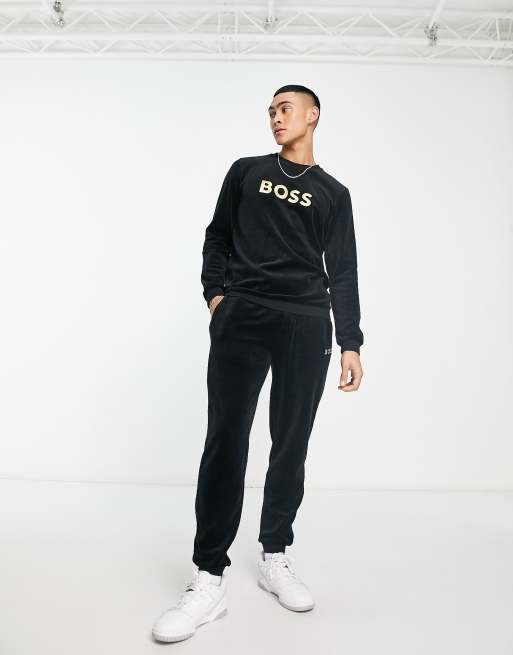 Boss bodywear black store velour sweatshirt