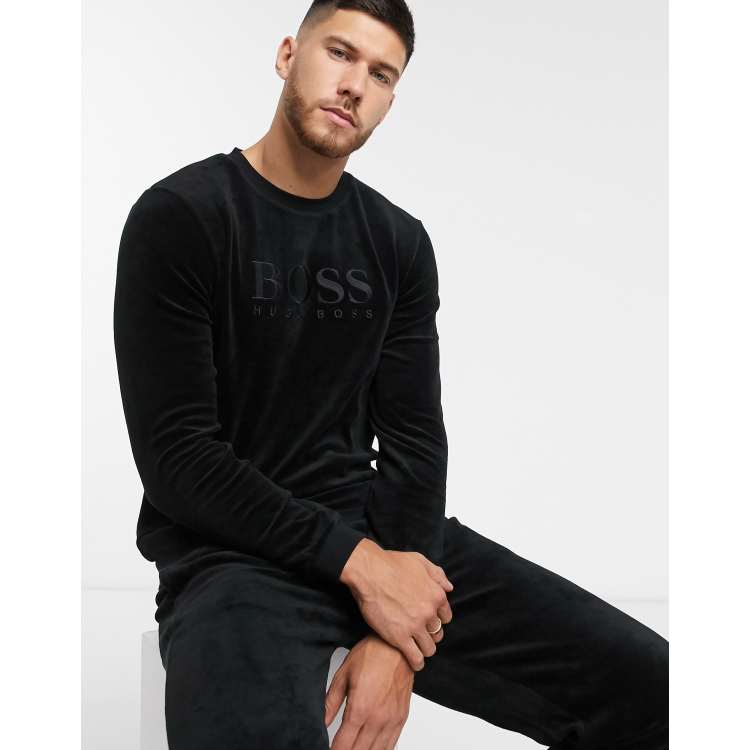 Boss bodywear black velour sweatshirt on sale