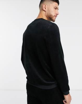 Boss bodywear black velour clearance sweatshirt