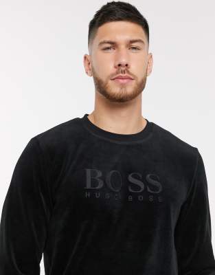 boss bodywear black velour sweatshirt