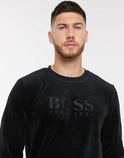 Boss bodywear shop black velour sweatshirt