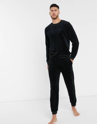 boss bodywear black velour sweatshirt