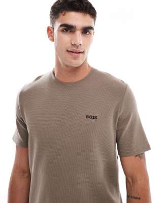 BOSS Bodywear – Waffel-T-Shirt in Braun, Kombiteil - view 1