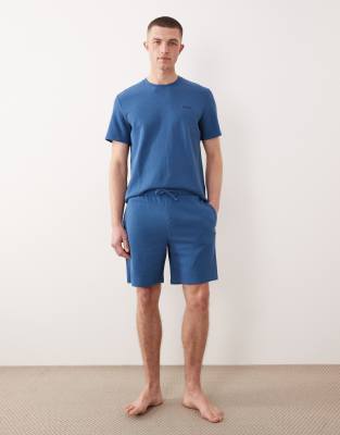Boss Bodywear Waffle Co-ord Lounge Shorts In Blue