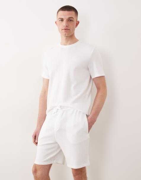 Boss Bodywear Waffle co-ord lounge shorts in white - view 1