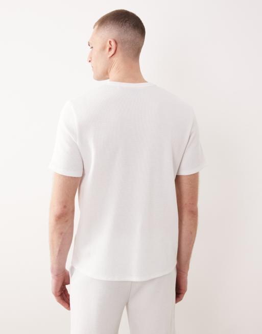 Boss Bodywear Waffle co-ord lounge t-shirt in white, 2 of 5