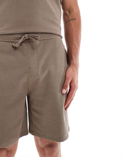 Boss Bodywear waffle co-ord shorts in brown, 4 of 5